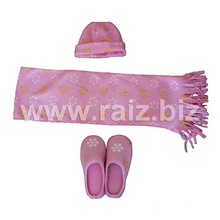 Printed Cap & Scarf & Slippers Set